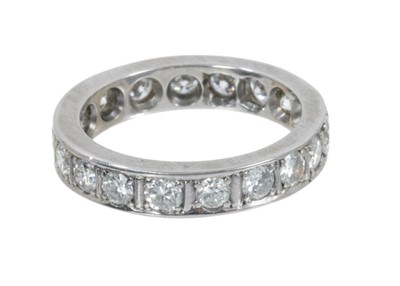 Lot 415 - Diamond full band eternity ring with brilliant cut diamonds in 18ct white gold setting, hallmarked, estimated total diamond weight approximately 1.5cts. Ring size K½.
