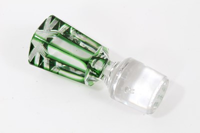 Lot 91 - Good quality Art Deco silver mounted green cased and cut glass decanter with silver mounts. Hallmarked London 1934. Made by Army & Navy Stores Ltd.