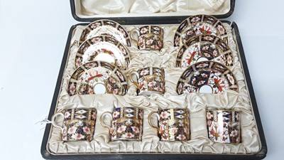 Lot 1203 - Royal Crown Derby Imari coffee set in fitted case