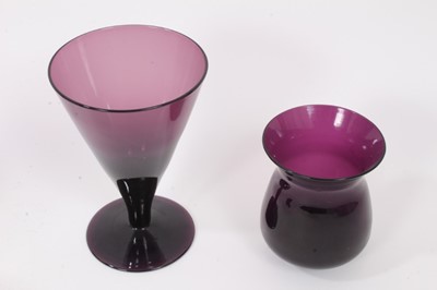 Lot 90 - Three 19th century amethyst tinted flared glasses, and a similar tulip shaped cup
