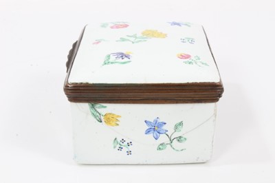 Lot 172 - 18th century German enamel rectangular snuff box, painted with flowers, circa 1760