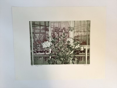 Lot 85 - *Olwen Jones (b.1945) etching - 'White Geraniums', signed and numbered 2/50, 38cm x 27.5cm