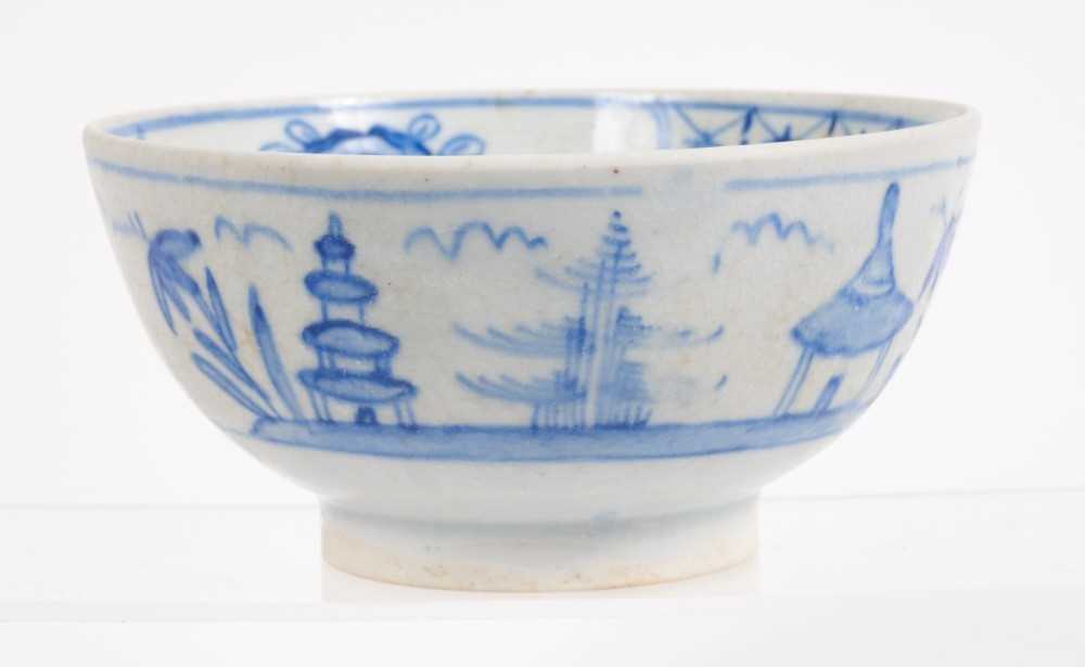 Lot 122 - A rare very early Bow blue and white bowl, circa 1749-50