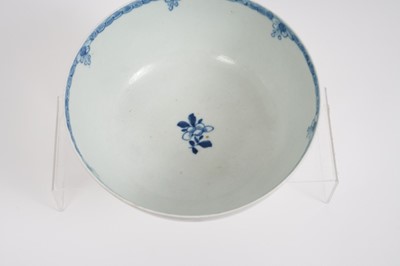 Lot 142 - A rare Worcester blue and white bowl, in the Heron on a Floral Spray pattern, circa 1756