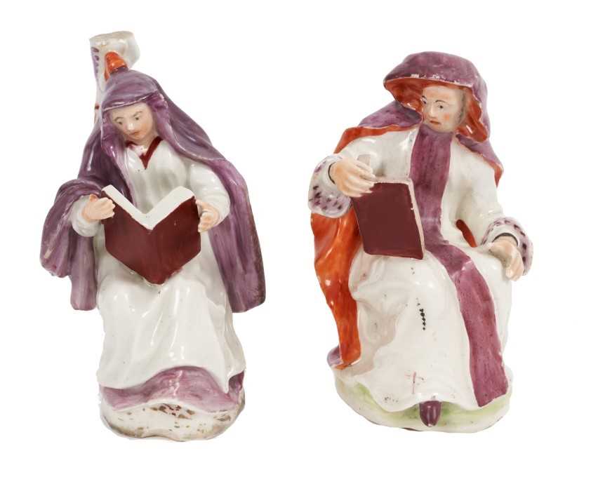 Lot 145 - A pair of Longton Hall figures of an Abbot and Abbess, circa 1755-7