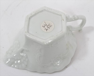 Lot 146 - A Worcester hexagonal creamboat, in the white, circa 1760