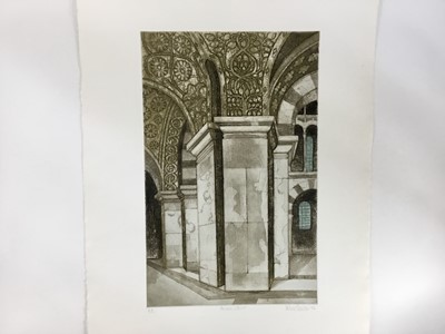 Lot 1197 - *Valerie Thornton (1931-1991) two etchings - 'Aachen, Interior', signed A.P., 34cm x 54cm together with 'Castillo Nuevo', signed and numbered 47/50, 42cm x 26cm (2)