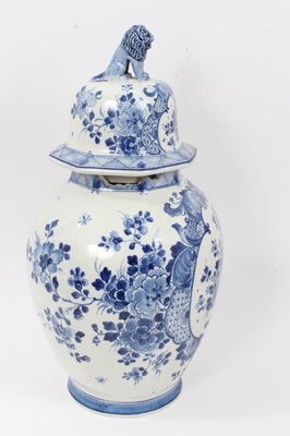 Lot 153 - A large Dutch Delft blue and white vase and cover