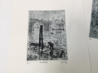 Lot 1200 - *Ian Hay (b.1940) three prints - 'Bankside', signed and numbered 3/100, 'Below St. Paul's', signed and numbered 3/100 and 'Southwark' signed and numbered 5/100, all images 12.5cm x 17cm