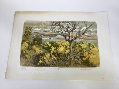 Lot 1202 - Ewan Cameron (b.1962) group of signed prints - 'The White Cat', numbered 18/20, 11.5cm x 10cm, 'The Street', 3/35, 30cm x 23cm, 'The Cart', 7/75, 27 x 21cm, 'The Courtyard', 9/75, 27cm x 21cm, 'Mar...