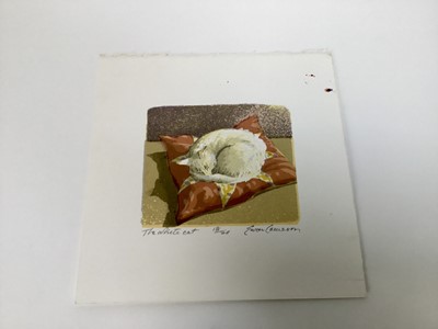 Lot 1202 - Ewan Cameron (b.1962) group of signed prints - 'The White Cat', numbered 18/20, 11.5cm x 10cm, 'The Street', 3/35, 30cm x 23cm, 'The Cart', 7/75, 27 x 21cm, 'The Courtyard', 9/75, 27cm x 21cm, 'Mar...