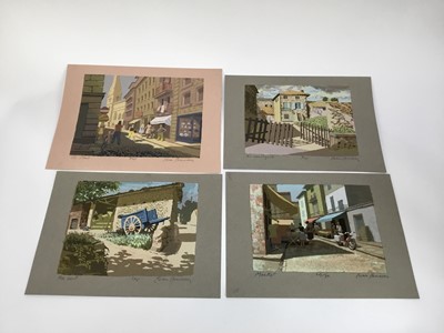 Lot 1202 - Ewan Cameron (b.1962) group of signed prints - 'The White Cat', numbered 18/20, 11.5cm x 10cm, 'The Street', 3/35, 30cm x 23cm, 'The Cart', 7/75, 27 x 21cm, 'The Courtyard', 9/75, 27cm x 21cm, 'Mar...