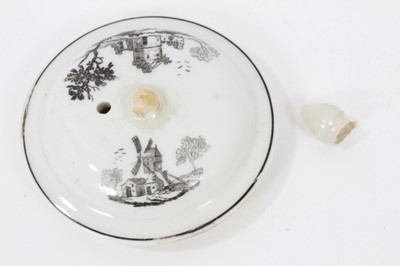 Lot 185 - A Worcester teapot and cover, printed by Robert Hancock with The Tea Party (number two) and La Diseuse d'Aventure, circa 1765-70
