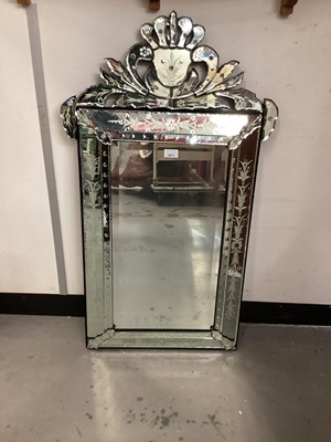 Lot 1411 - Venetian style etched glass wall mirror