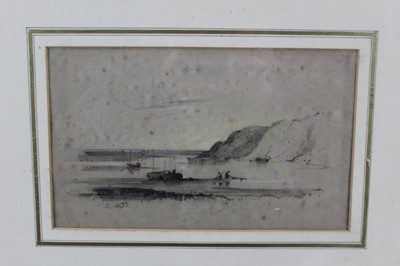 Lot 1265 - Henry Bright (1810-1873) pencil and charcoal - shore view, initialled and dated 1831, in glazed frame