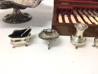 Lot 93 - Group of silver cruets and napkin ring
