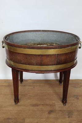 Lot 1441 - George III mahogany and brass bound wine cooler