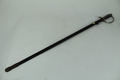 Lot 884 - Second World War period Nazi Police sword, with wirebound grip, later set with an SS badge, polished steel blade, in black painted steel scabbard, blade 80cm in length