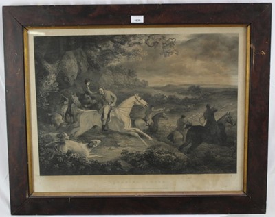 Lot 173 - Early 19th century black and white engraving by John Scott after Philip Reinagle - Breaking Cover, published 1811, 54cm x 69cm, in glazed frame