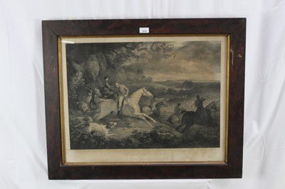 Lot 173 - Early 19th century black and white engraving by John Scott after Philip Reinagle - Breaking Cover, published 1811, 54cm x 69cm, in glazed frame