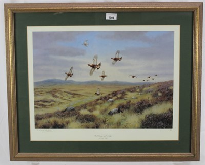 Lot 1004 - *Richard Robjent (b.1937) signed coloured print - Red Grouse and a Snipe, 344/495, 42cm x 55cm, a pair of Archibald Thorburn prints and three other sporting prints, each in glazed frame (6)