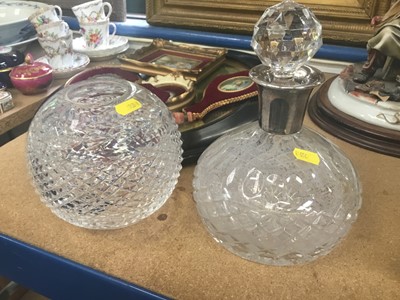 Lot 52 - silver mounted decanter unmarked but believed to be Waterford, together with a Waterford Crystal rose bowl. (2)