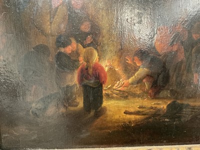 Lot 1201 - Circle of Adriaen Van Ostade (1610-1685) oil on panel - figures around a fire