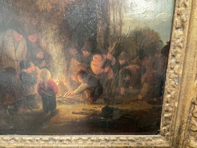 Lot 1201 - Circle of Adriaen Van Ostade (1610-1685) oil on panel - figures around a fire