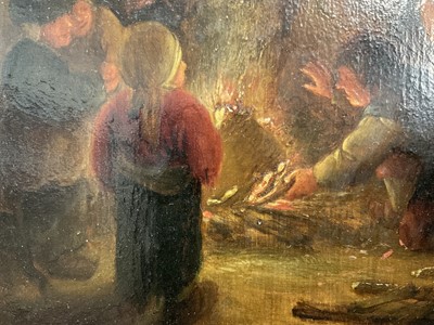 Lot 1201 - Circle of Adriaen Van Ostade (1610-1685) oil on panel - figures around a fire