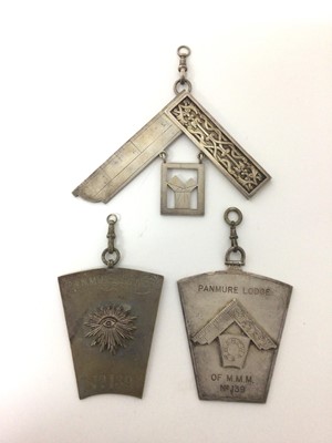 Lot 58 - Masonic silver ornament and two plated Masonic ornaments