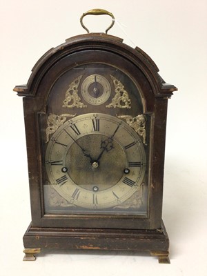 Lot 667 - 1930s Georgian-style Elliot bracket clock with Westminister chimes in mahogany case with gilt and silvered dial 35 cm  high