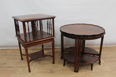 Lot 1477 - 1930s mahogany nest of five coffee tables together book table