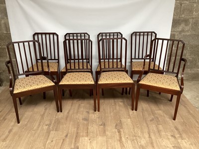 Lot 986 - Set of eight mahogany rail back dining chairs