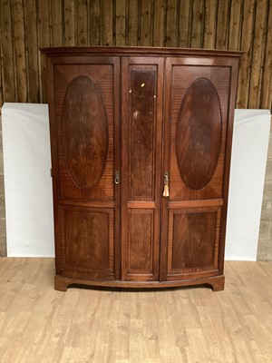 Lot 1078 - Good quality Edwardian inlaid mahogany double wardrobe