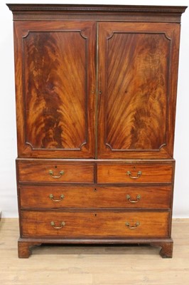 Lot 1483 - George III mahogany linen press