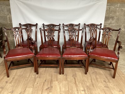 Lot 919 - Set of eight Georgian style mahogany dining chairs