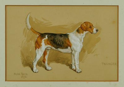 Lot 987 - Frank Paton watercolour portrait of a fox hound