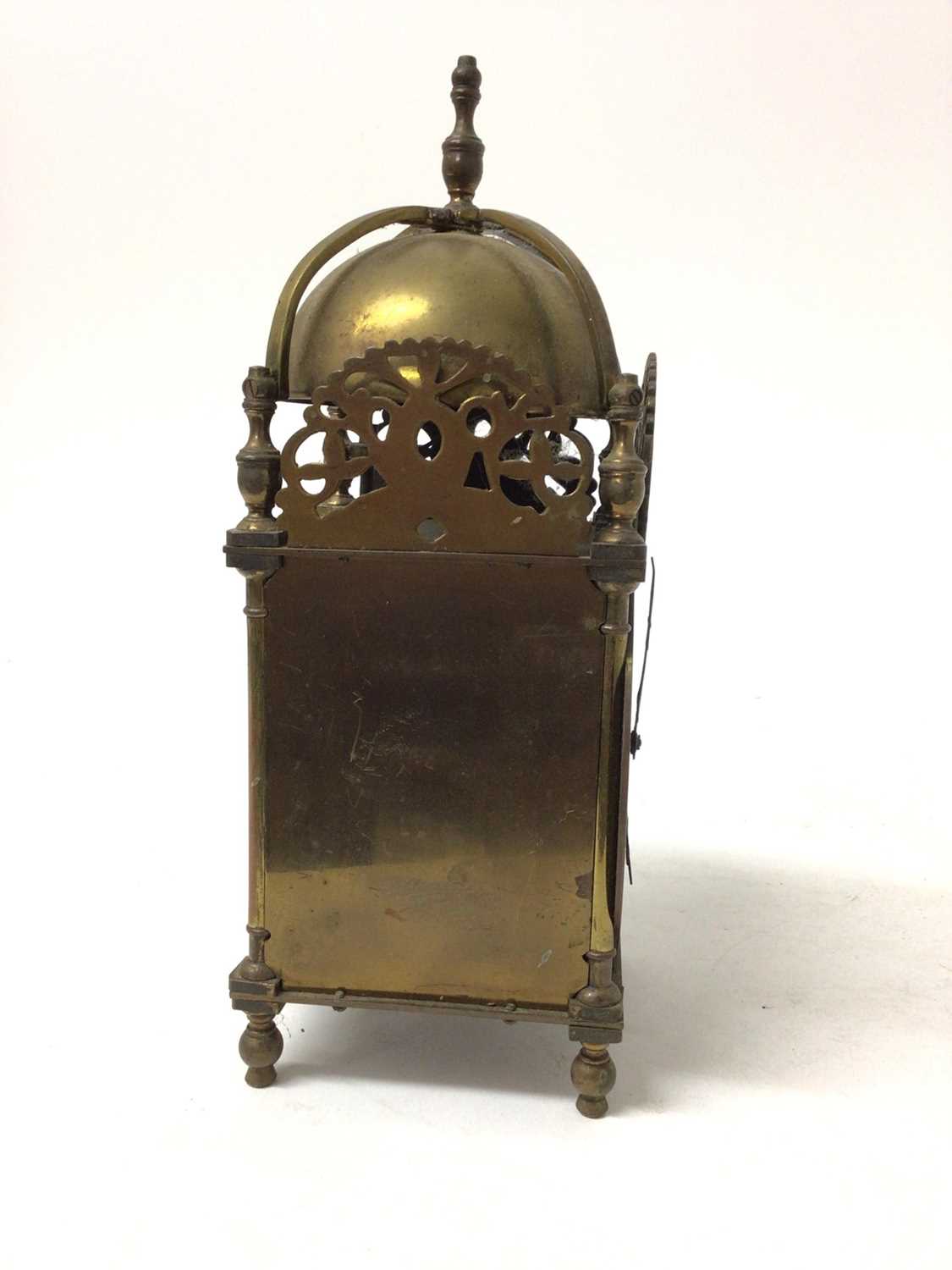 Lot 655 - 1930s Miniature brass lantern clock with