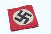 Lot 524 - Nazi NSDAP Party Members arm band, red cotton...