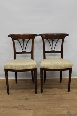 Lot 1495 - Pair of French Empire mahogany side chairs