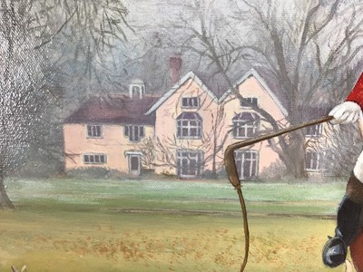 Lot 178 - English School, 20th century, oil on canvas - Essex & Suffolk Opening Meet, signed Hann, 51 x 76cm, in gilt frame