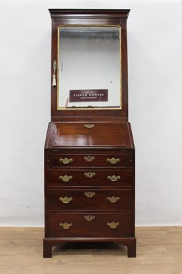 Lot 1487 - Rare 18th century red walnut  bureau bookcase of small proportions