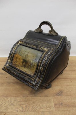 Lot 1486 - Victorian black painted toleware purdonium