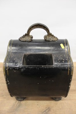 Lot 1486 - Victorian black painted toleware purdonium