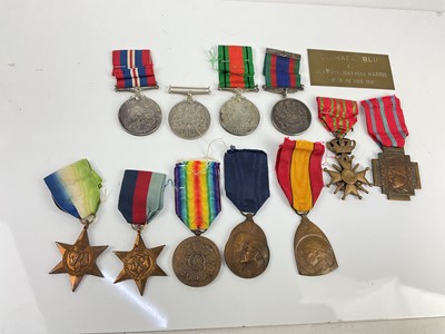 Lot 649 - Second World War Canadian Volunteer Service medal with Maple leaf clasp, together with 1939 - 1945 Star, Atlantic Star, two Defence medals