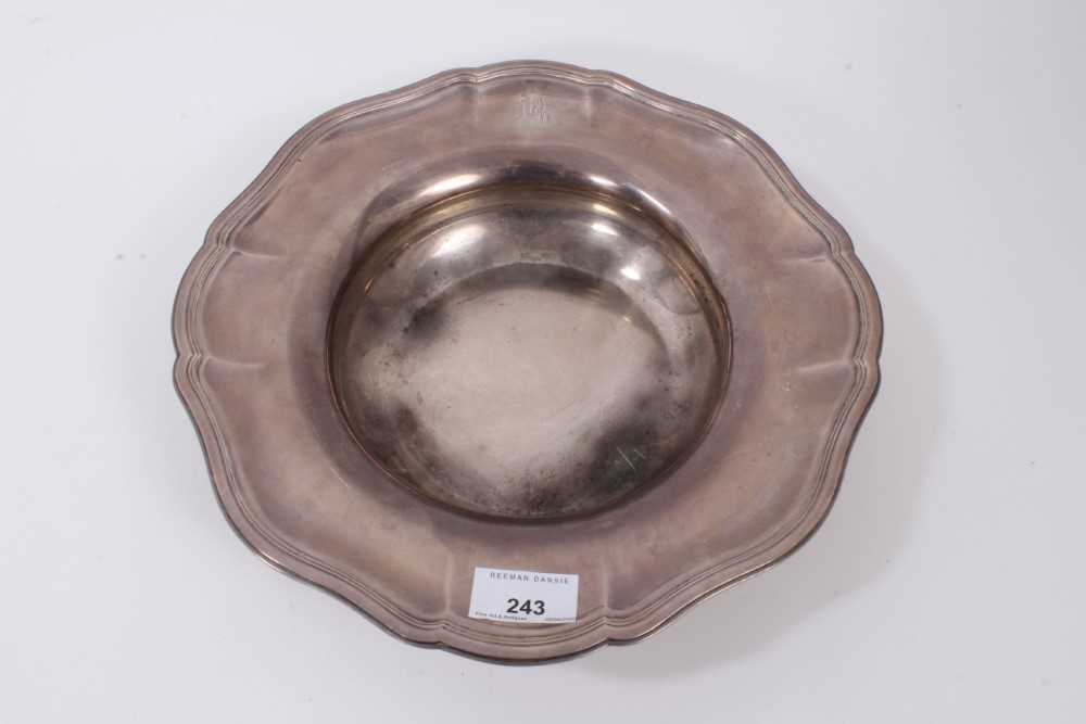 Lot 243 - Continental silver (930) dish with engraved monogram