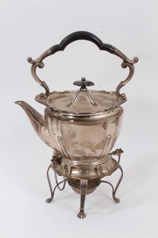 Lot 244 - Silver spirit kettle on stand