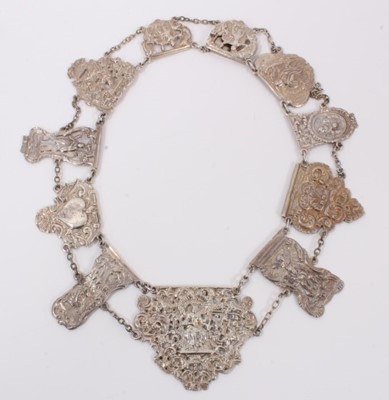 Lot 531 - Silver embossed panel necklace depicting religious scenes