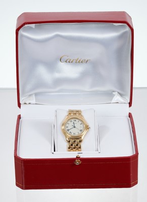Lot 642 - Gentleman's Cartier gold wristwatch