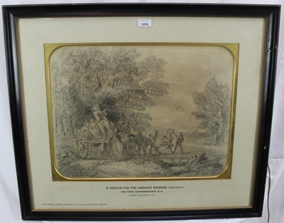 Lot 1276 - After Thomas Gainsborough sketch for the Harvest Waggon, charcoal, bears signature and date 1771.